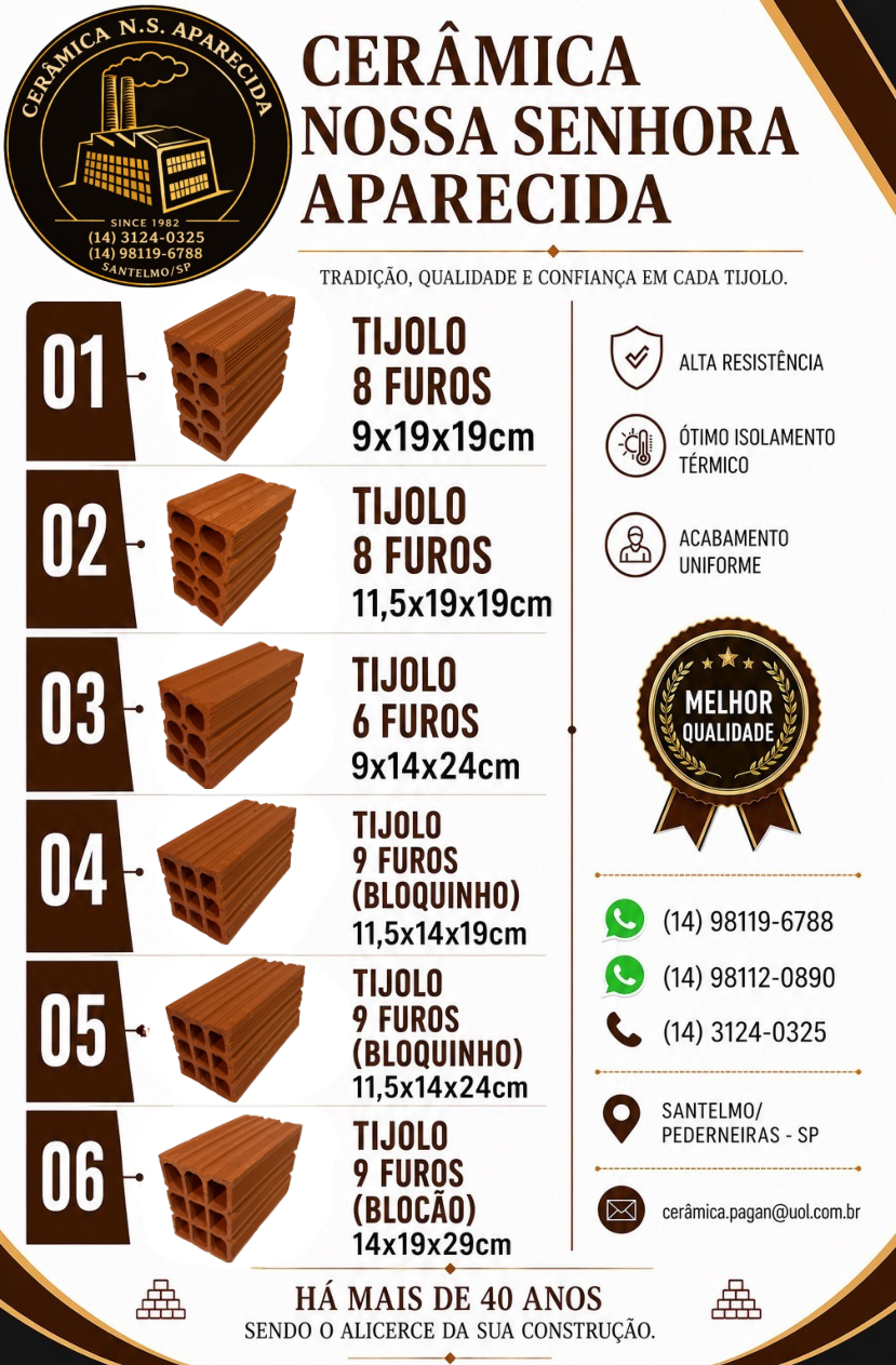 Folder da Cerâmica Nossa Senhora Aparecida